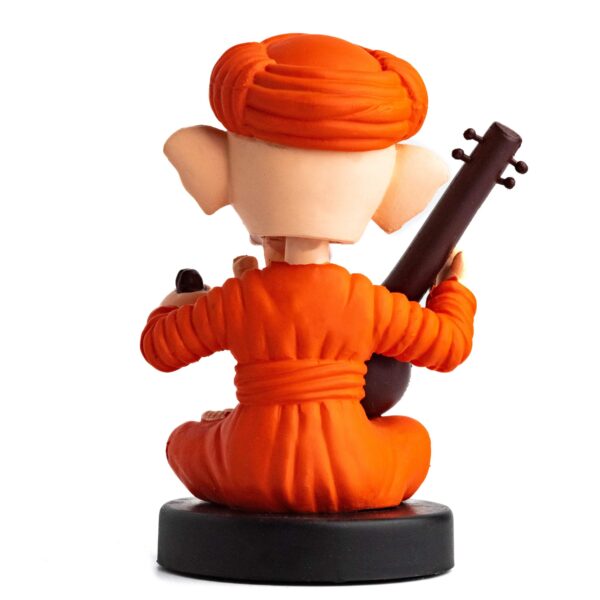 orange color sitting god ganesh ji bobblehead back look