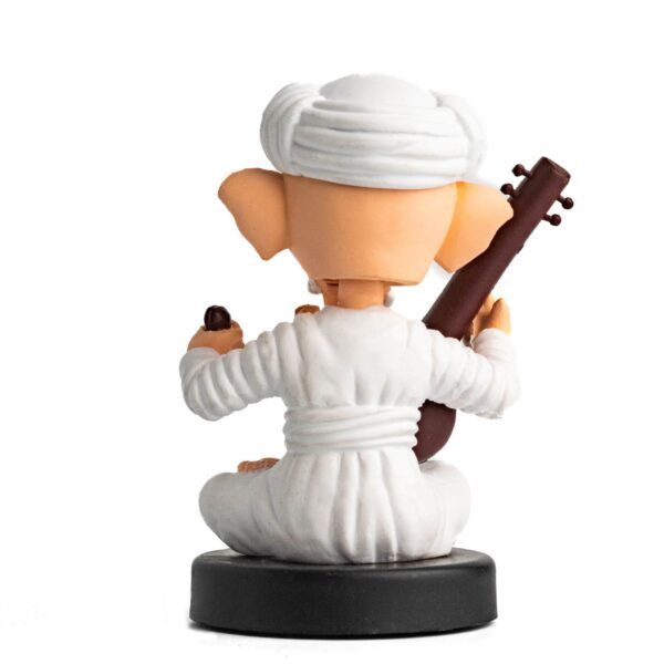 white color sitting god ganesh ji bobblehead back look