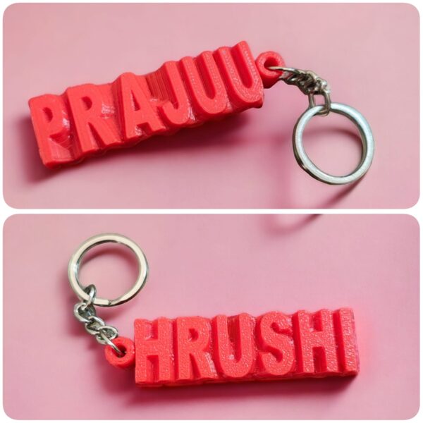 dual name keychain red color